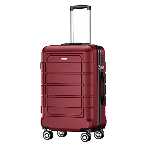 SHOWKOO valigia in abs 64 cm espandibile peso kg 3,70 60 litri serratura tsa (bordò)