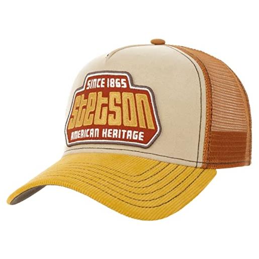 Stetson cappellino since 1865 brickstone uomo - trucker cap berretto baseball mesh estate/inverno - taglia unica beige-ruggine