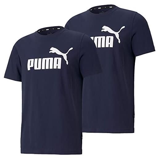 PUMA ess logo tee 586666 - maglietta da uomo, confezione da 2, puma blu, xxxl