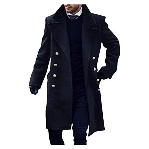 JQXX cappotti uomo cappotti uomo trench invernale da uomo moda giacche da uomo versione di giacca da uomo in lana artificiale doppio collo cappotto di lana caldo giacca invernale marina militare