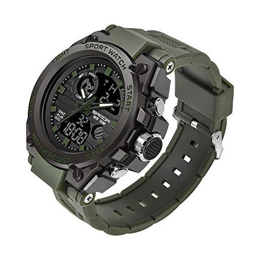 KXAITO orologi da uomo sport all'aperto impermeabile militare orologio data multi funzione tattica led sveglia cronometro large 26_verde