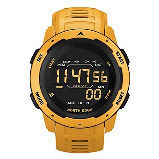 SBTU orologio sportivo elettronico orologio da polso digitale multifunzione all'aperto con contapassi contatore calorie cronometro 50m orologi impermeabili per correre il nuoto (yellow)