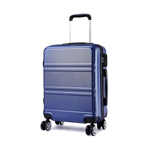 Kono bagaglio mano valigia materiale abs leggero e resistente con 4 ruote rotanti 55 cm, 37l (marina militare)