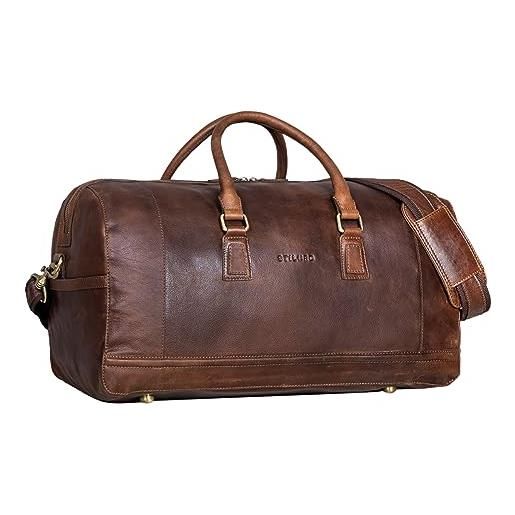 STILORD 'edson' borsa da viaggio in pelle weekender uomo donna vintage bagaglio a mano borsone borsa sportiva borsa a tracolla in cuoio per viaggi, colore: kansas - marrone