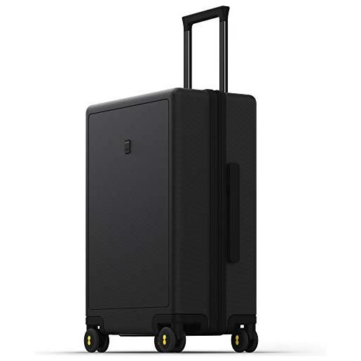 LEVEL8 valigia bagaglio a mano elegante micro diamante strutturato design valigie trolley rigido valigia grande con rotelle girevoli e lucchetto tsa integrato 66x44.5x26.5cm, 67.9l, nero