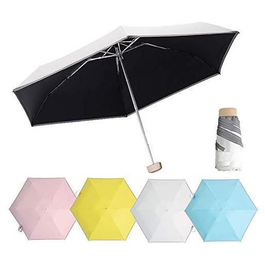 WULUN ultra leggero e piccolo anti-uv mini pieghevole ombrello di viaggio, 5 pieghevoli compatta tasca parasole ombrello per donne ragazze bambini, protegge dai raggi uv 99%