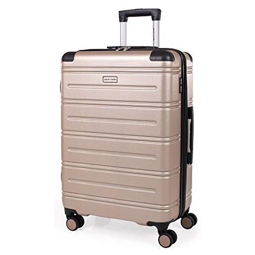 Pierre Cardin valigia rigida in abs - bagagli da viaggio con 8 ruote spinner | maniglia telescopica | valigia rigida lyon cl889, champagne, m, valigia