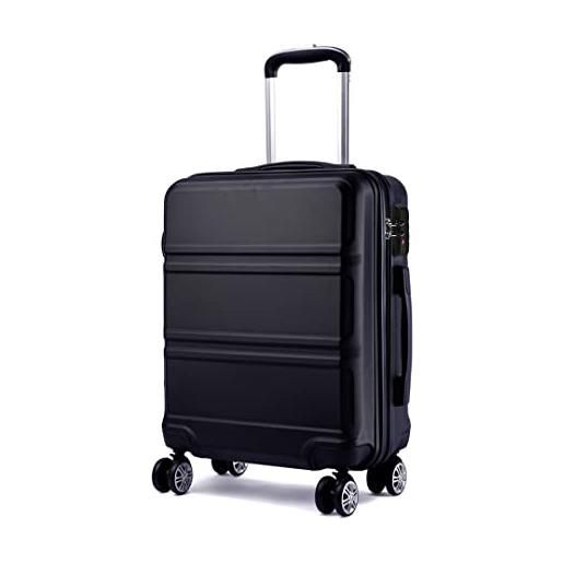 Kono valigia media rigida trolley medio da viaggio in abs valigie con 4 ruote e lucchetto tsa 65x41x26cm, nero