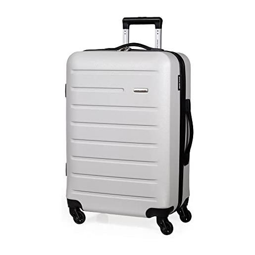 Pierre Cardin voyager - valigia rigida da viaggio con 4 ruote girevoli | maniglia telescopica | valigie con guscio rigido cl893, grigio chiaro, l, valigia