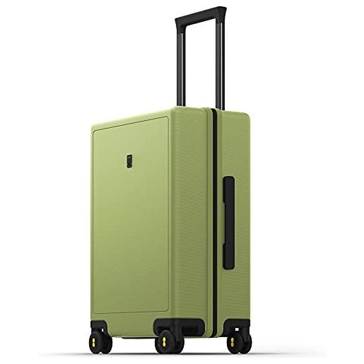 LEVEL8 valigia bagaglio a mano elegante micro diamante strutturato design valigie trolley rigido valigia media con spinner ruote e lucchetto tsa integrato 54.5x37x23.5cm, 41.1l, verde