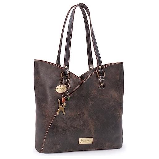 Catwalk Collection Handbags - grande borsa tote donna - borsa a spalla tulipano - pelle invecchiata - abigail - verde