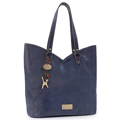 Catwalk Collection Handbags - grande borsa tote donna - borsa a spalla tulipano - pelle invecchiata - abigail - verde
