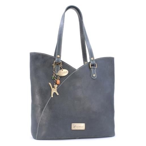 Catwalk Collection Handbags - grande borsa tote donna - borsa a spalla tulipano - pelle invecchiata - abigail - marrone scuro