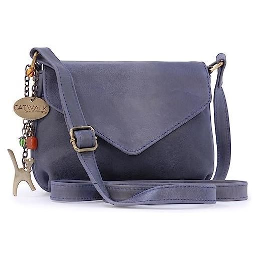 Catwalk Collection Handbags - piccola borsa tracolla donna pelle - borsetta - tracolla regolabile - erin - marrone