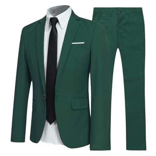 Allthemen abiti da uomo 2 pezzi suit slim fit wedding dinner tuxedo abiti per uomo business casual giacca e pantaloni 10 colori disponibili verde xs