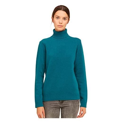 Brunella Gori elegante maglia dolcevita donna - maglione donna invernali - autunno/inverno - 100% pura lana vergine - fatto in italia - azzurro - l