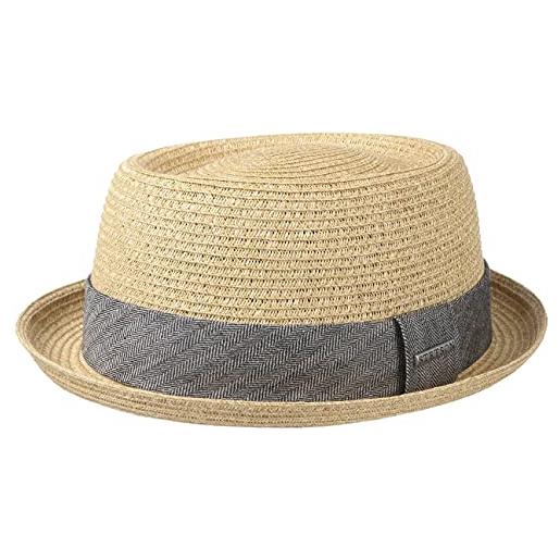 Stetson robstown toyo pork pie cappello donna/uomo - estivo da sole di paglia primavera/estate - xxl (62-63 cm) antracite