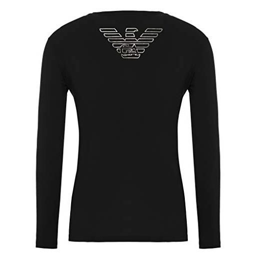 Emporio Armani maglietta uomo 111023 9a725, t-shirt manica lunga, girocollo (nero/logo oro, s)