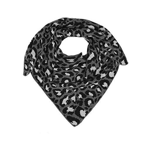 Zwillingsherz sciarpa triangolare con cashmere, sciarpa di alta qualità in sobrio design leopardato, per donne, ragazzi e ragazze, sciarpa da donna, per l'estate e l'inverno, grigio. , taglia unica
