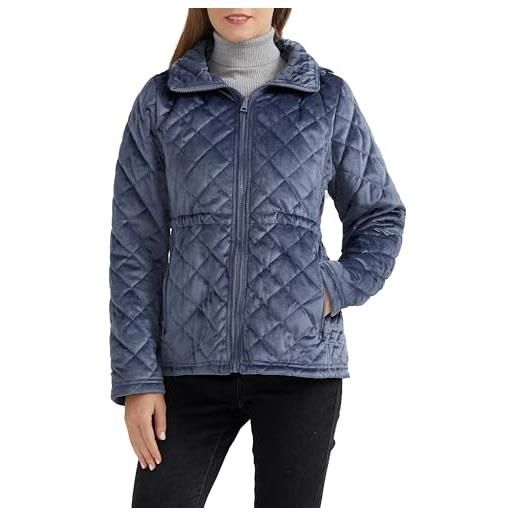 OROLAY giacca da donna trapuntata a rombi cappotto invernale con colletto rialzato e cappuccio staccabile blu s