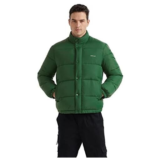 OROLAY piumino uomo casual piumino giacca invernale medio lungo con pelliccia verde l