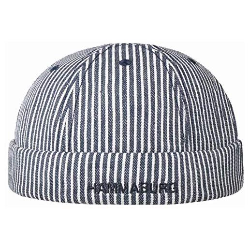 HAMMABURG berretto docker stripes cotton uomo - calotta con risvolto, calotte estate/inverno - taglia unica blu scuro