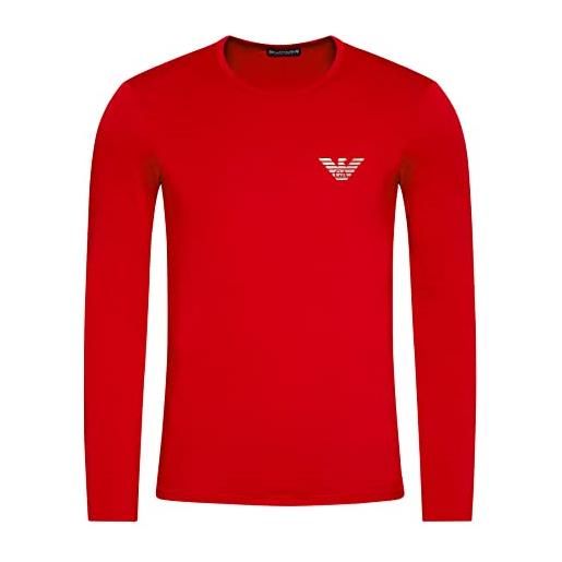 Emporio Armani maglietta uomo 111023 0a526, t-shirt manica lunga, girocollo, veste aderente (rosso, xl)