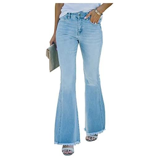 Necooer jeans da donna bell bottom jeans da donna stretch skinny denim jeans a vita alta, d-azzurro, l