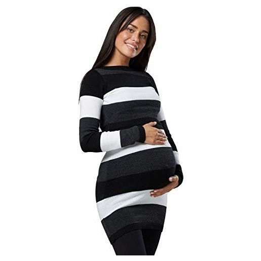 HAPPY MAMA donna maternità tunica lavorata maglia girocollo taglia 453p (nero, it 48/50, 2xl/3xl)