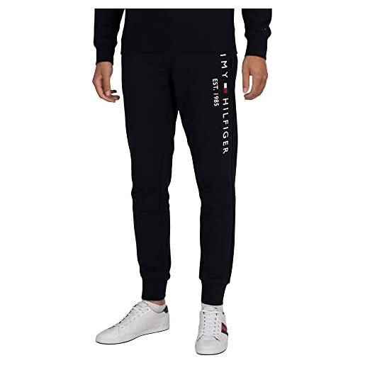 Tommy Hilfiger pantaloni da jogging uomo tommy logo sweatpants cotone, nero (black), xl