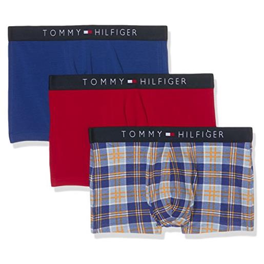 Tommy Hilfiger um0um00022, boxer uomo, multicolore (chambray blue/tango red/sodalite blu 901), medium, (pacco da 3)