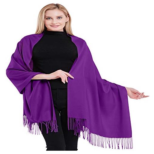 CJ Apparel viola alta qualità 100% cachemire 2 ply scialli fatti a mano dal nepal dello scialle dell'involucro della sciarpa nuovo