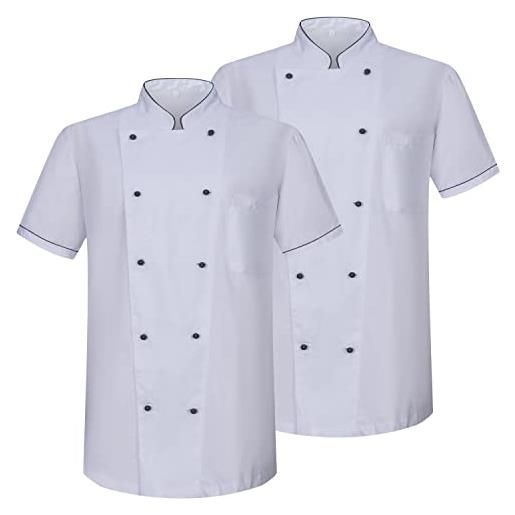MISEMIYA - confezione 2 unità -veste de chef pour hommes - veste de chef pour hommes - uniforme d'accueil - ref. 842 - large, giacca da cuoco 682 - nera
