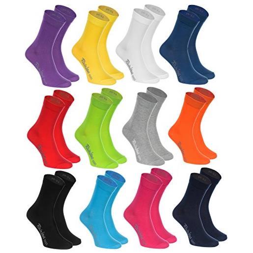 Rainbow Socks - donna uomo colorate calze di cotone - 12 paia - nero - tamaño 44-46