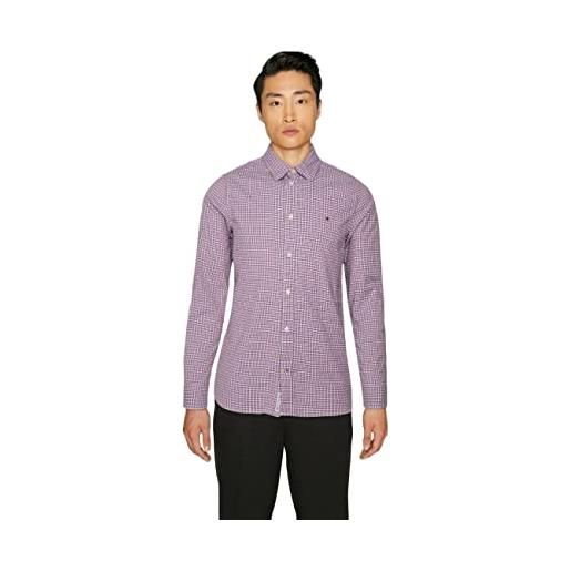 Tommy Hilfiger camicia uomo natural soft mini check maniche lunghe, viola (pink splendor/multi), s