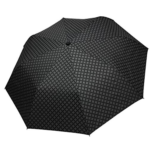 H.DUE.O ombrello pieghevole antivento ultra+ robusto impugnatura vero legno. Ombrello automatico classico elegante uomo grafica geometrica. Idea regalo [brera] [grafica square]