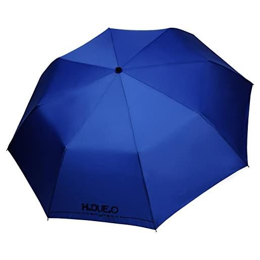 H.DUE.O high-tech ombrello pieghevole automatico antivento ultra+ robusto. Ombrello tascabile rapida asciugatura con custodia rinforzata [aracari] [blu]