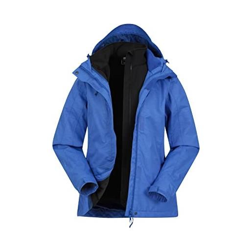 Mountain Warehouse giacca impermeabile bracken extreme womens 3 in 1 - cappotto antipioggia traspirante, cappuccio rimovibile da donna - per il campeggio, invernale bianco 44