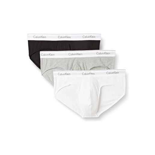 Calvin Klein slip hipster uomo confezione da 3 cotone elasticizzato, multicolore (black/white/grey heather), 65c (30c)