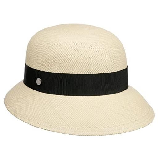 LIERYS cappello panama velita donna - made in ecuador da di paglia cloche con nastro grosgrain primavera/estate - s (55-56 cm) natura-nero