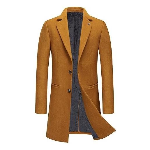 Allthemen cappotto da uomo con colletto a bottone coat casual outerwear caldo e spesso per inverno coat 8818# grigio xl