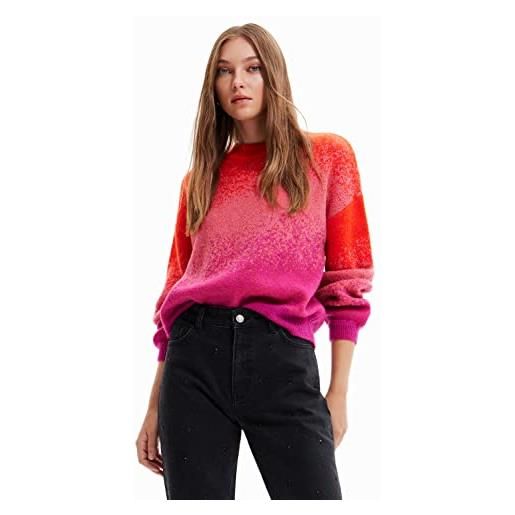 Desigual jers_ombré 9021 multicolore fucsia maglione, finiture materiali, xs donna