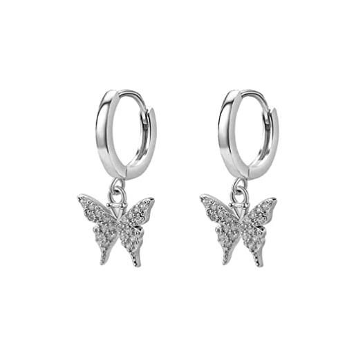 ZHUDJ orecchini a forma di farfalla di cristallo in argento sterling 925 per gioielli da sposa da donna