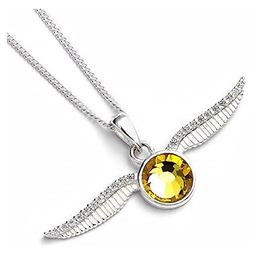 Harry Potter collana golden snitch impreziosita da cristalli elements by the carat shop, argento sterling, cristallo