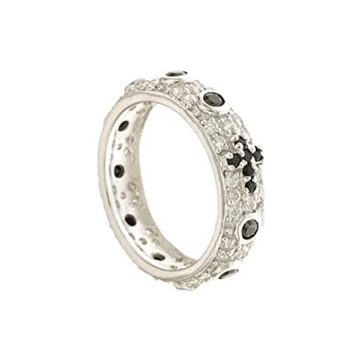 gioiellitaly anello rosario pavè argento 925 con zirconi bianchi e grani pietre nere anello unisex gioiello uomo donna (26)