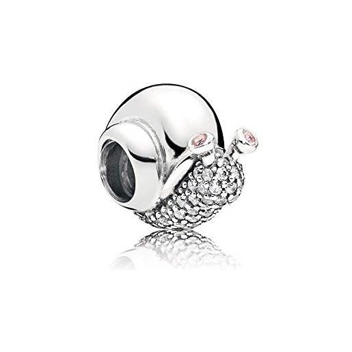 LIZHENG misura originale pandora bracciale charm 925 sterling silver lumaca scintillante per perle di cristallo creazione di gioielli fai da te
