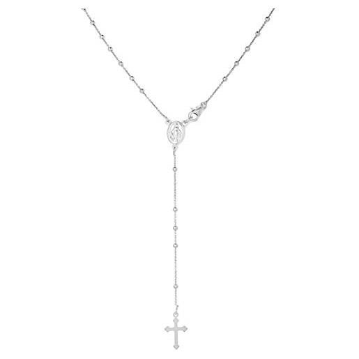 inSCINTILLE collana rosario a y in argento rodiato con croce pendente varie misure (60.0, sfere: 2 mm)
