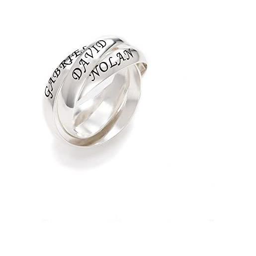 kaululu donna personalizzato anello con 3 nomi 3 anelli intrecciati placcato argento anello di fidanzamento fede regalo donna compleanno festa della mamma san valentino natale argento 7