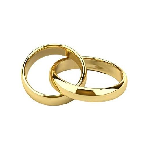 OTTAGONO coppia anelli fedine/fedi nuziali - fidanzamento argento 925 placcato oro giallo incisioni interne gratuite (nca0068/pog)