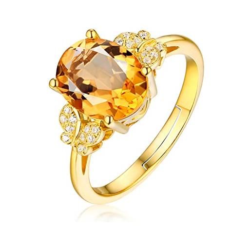 ZHUDJ anello con gemme di topazio anello in argento con gioielli in oro giallo 18k anello in argento sterling 925 con citrino per regalo
